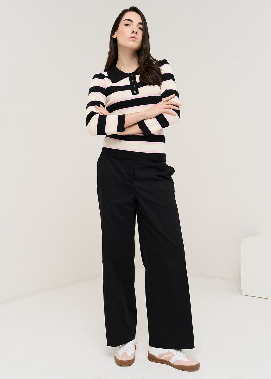 Polo Maly in maglia a righe NERO BLACK Donna , immagine n. 4