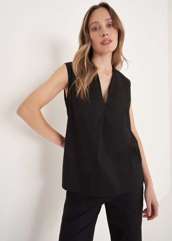 Tara Cotton Top NERO BLACK Woman null
