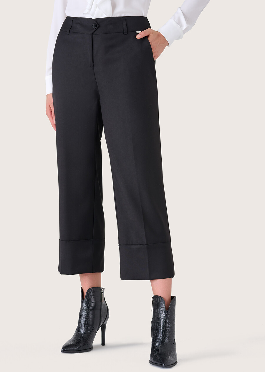 Sara polyviscose trousers NERO BLACKBEIGE LANA Woman , image number 2