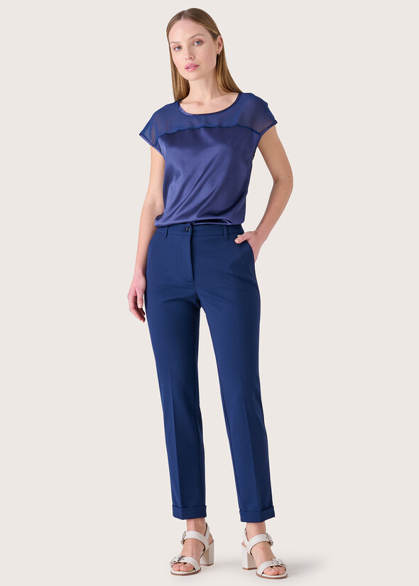 Pantalone Bellas in tessuto screp NEROBLUE OLTREMARE  Donna null