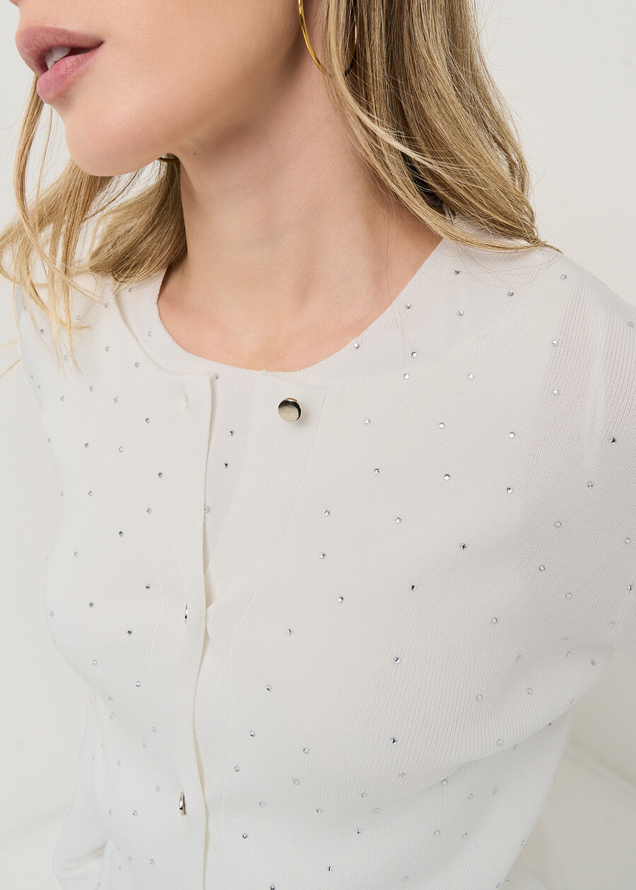 Cardigan Charil con strass BIANCO WHITE Donna , immagine n. 2
