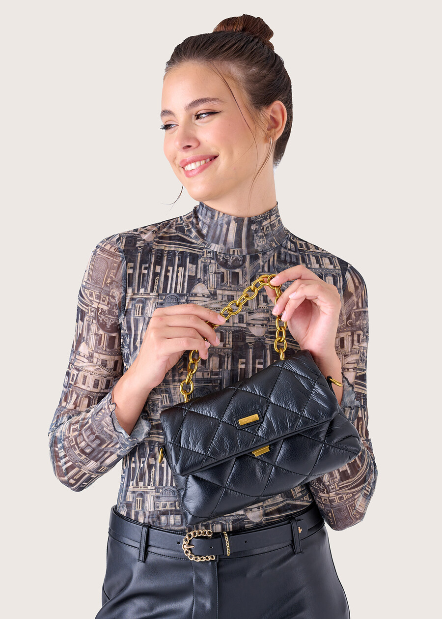 Bernadett eco-leather clutch bag NERO BLACKMARRONE CACAO Woman , image number 1