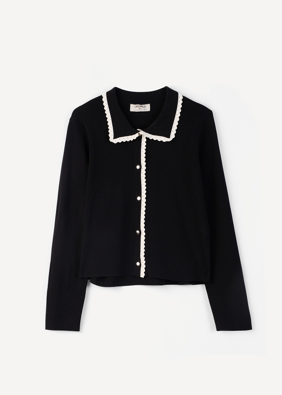 Cardigan Cody con scollo polo NERO BLACK Donna , immagine n. 5