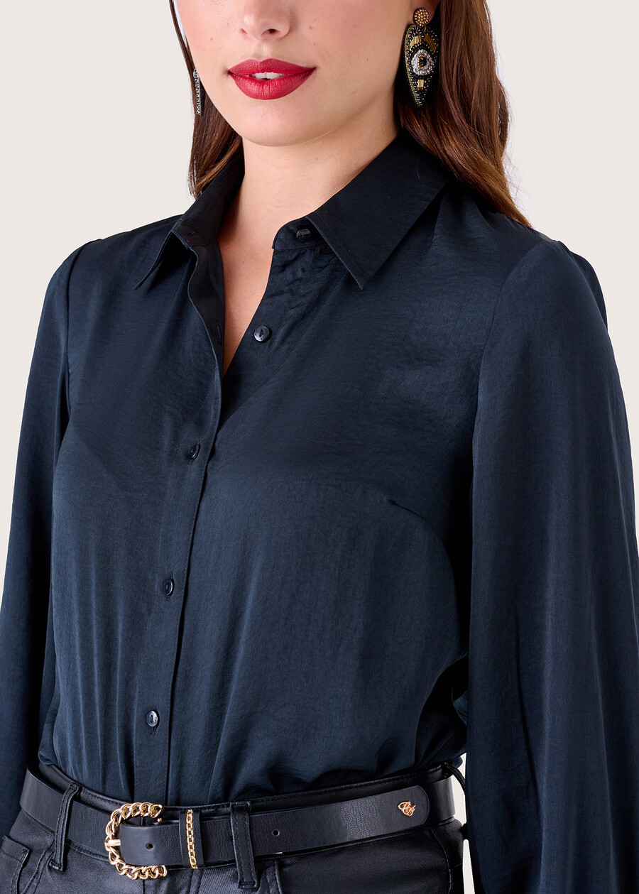 Conny satin effect blouse NERO BLACKBLU AQUAMARINE Woman , image number 2