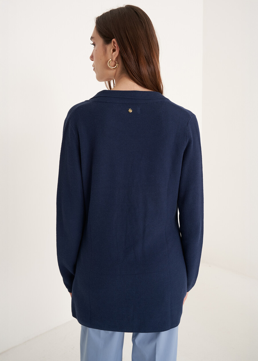 Cardigan Coral Midnight in filo BLU MIDNIGHTBIANCO BURRO Donna , immagine n. 4