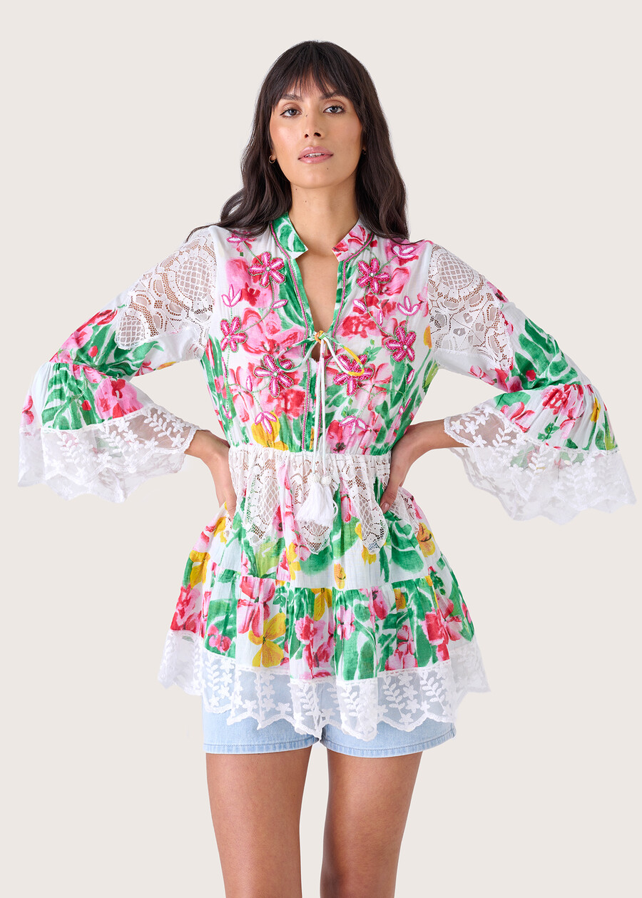 100% cotton blouse BIANCO Woman , image number 1