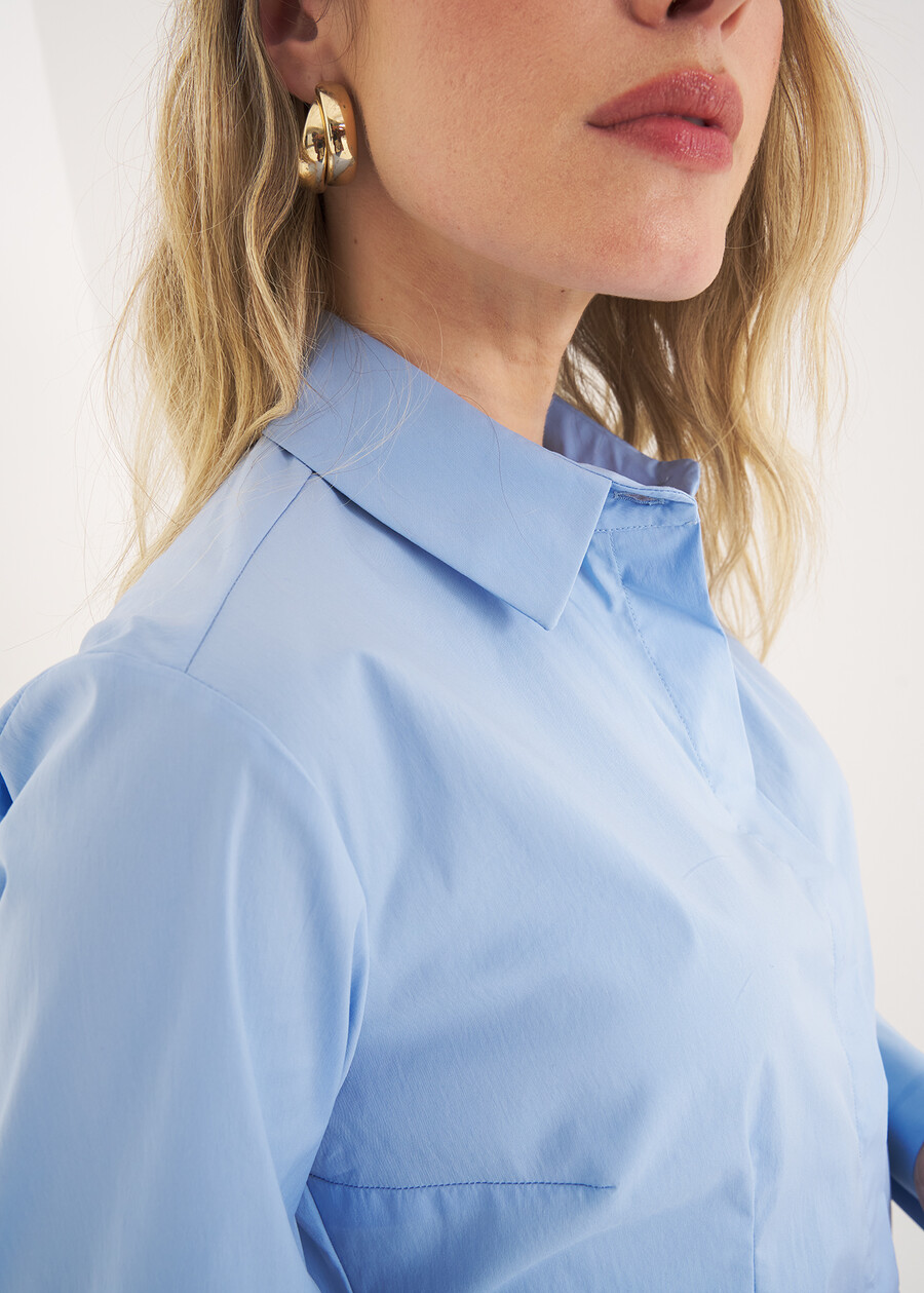 Camicia Alessia-D basic cotone BIANCO WHITEBLU CELESTE Donna , immagine n. 2