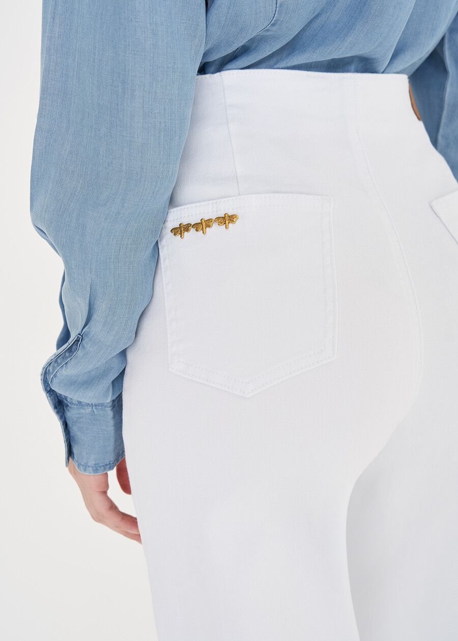 Dannie cotton denim trousers BIANCO WHITEDENIM DARK DENIM Woman , image number 4