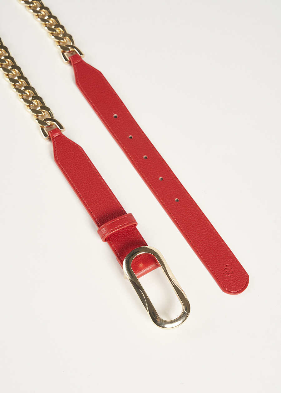 Cintura Chains in ecopelle e catena ROSSO Donna , immagine n. 3