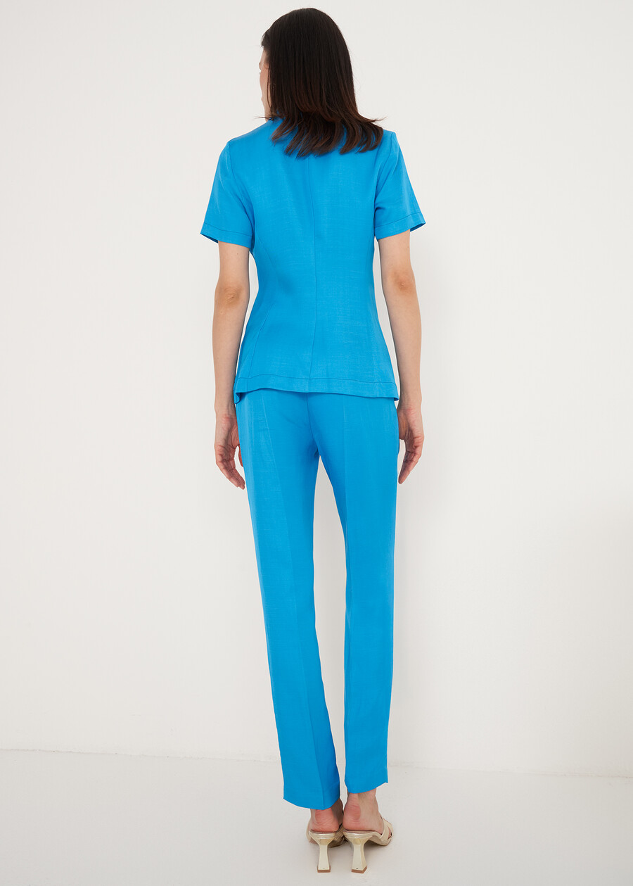 Alice-E linen e viscose trousers BLUMARRONE JAVABIANCO WHITEBLUE TURCHESE Woman , image number 6