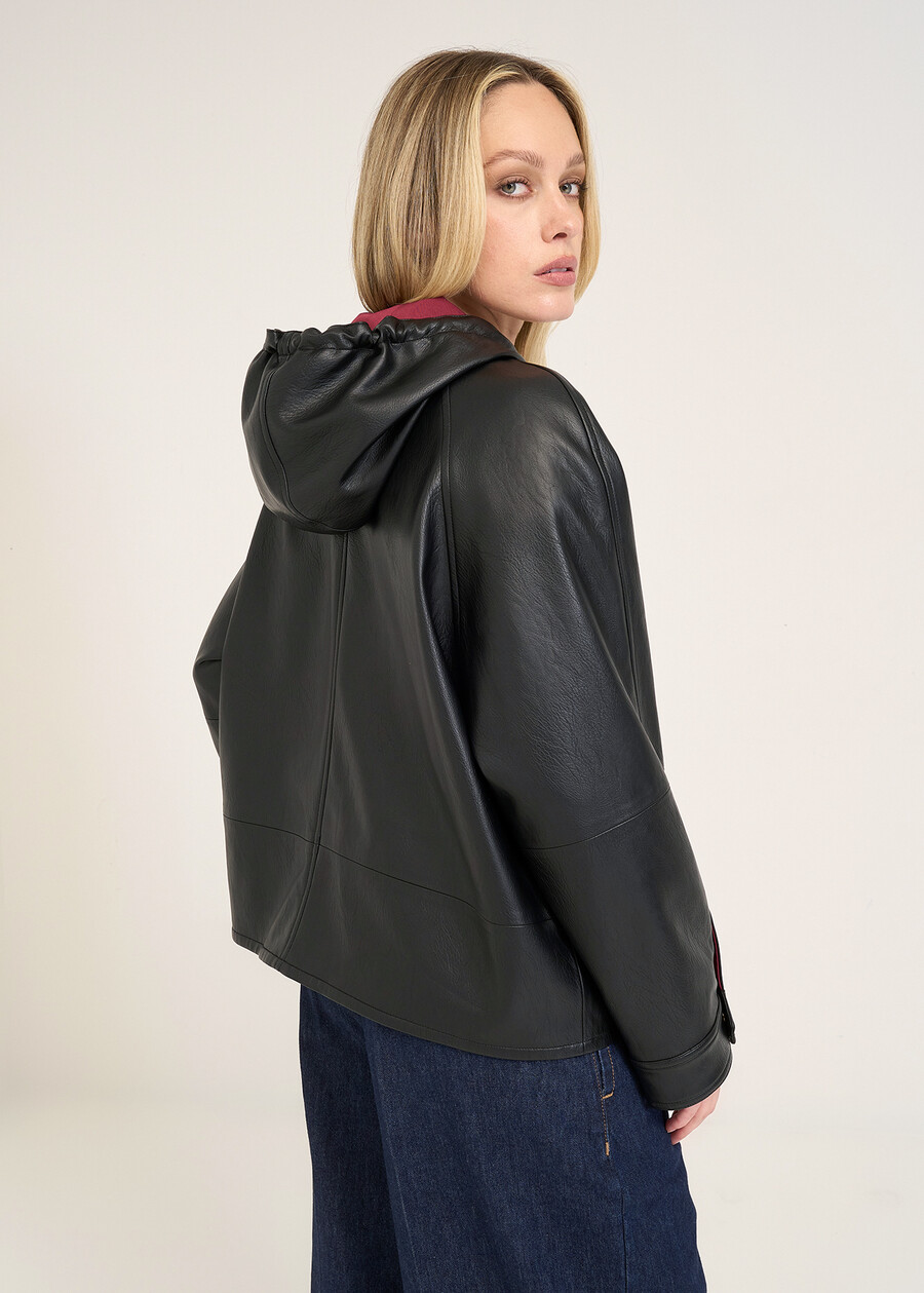 Gerard faux leather hooded jacket NERO Woman , image number 4
