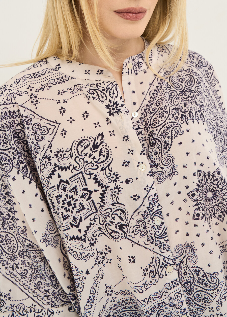 Blusa Carlie stampata in cotone e Bemberg BIANCO WHITE Donna , immagine n. 2