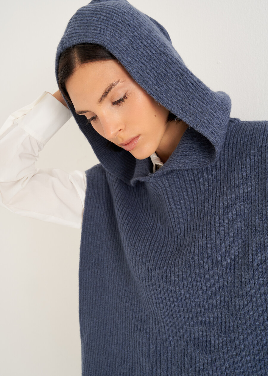 Mantella Mora con cappuccio e pon pon BLU AVION Donna , immagine n. 4