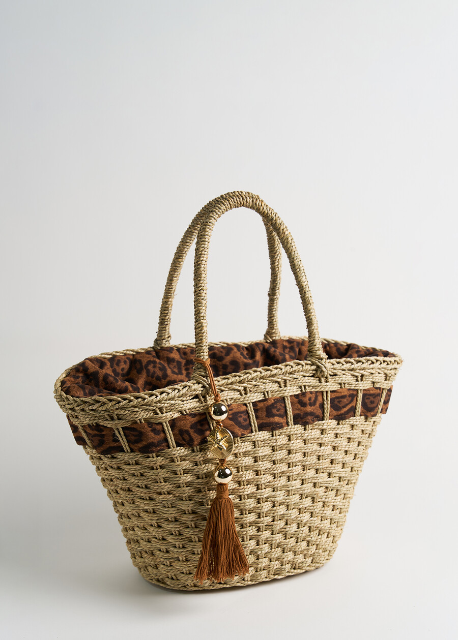 Briges-A animalier straw tote MARRONE CARAMELLO Woman , image number 2
