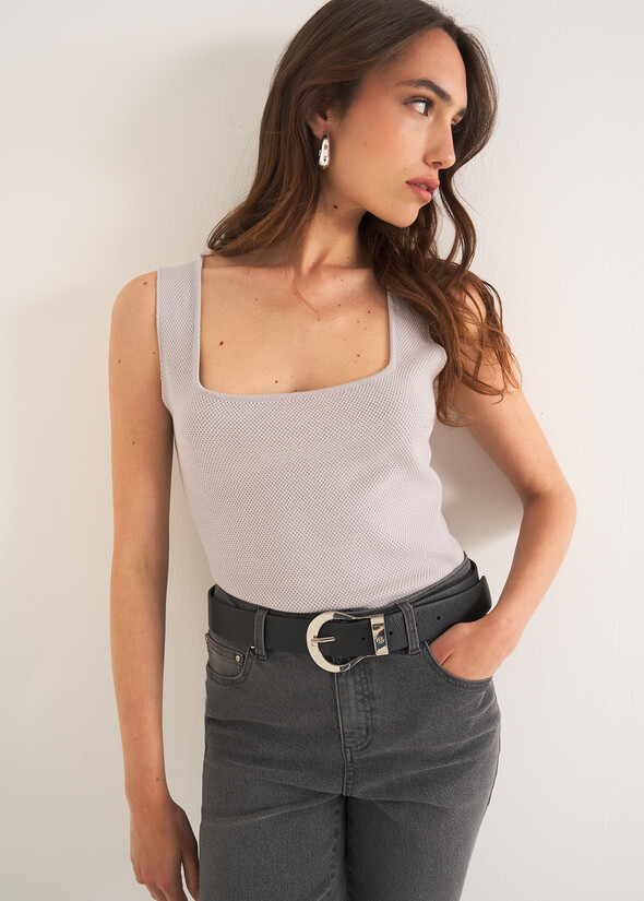 Top Trevis scollo squadrato GRIGIO PERLA Donna null