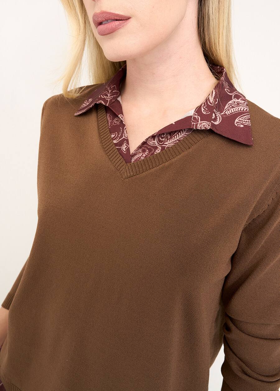 Maglia Melany 2 in 1 con camicia MARRONE Donna , immagine n. 2