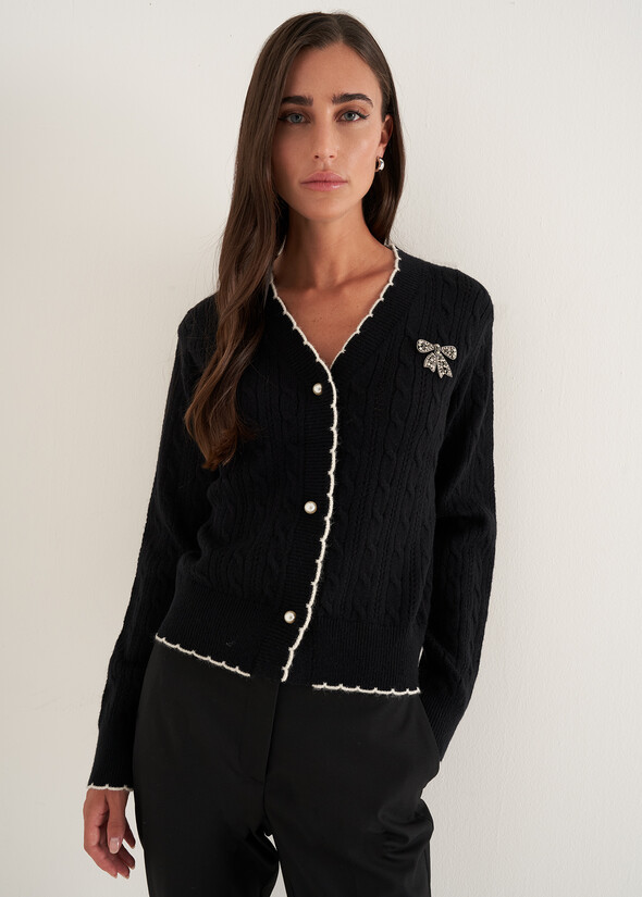 Cardigan Chantal con bottoni gioiello NERO BLACK Donna null