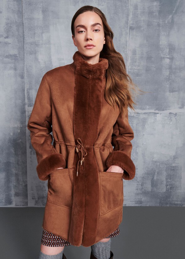 Cathy eco-fur coat MARRONE TIERRA Woman null