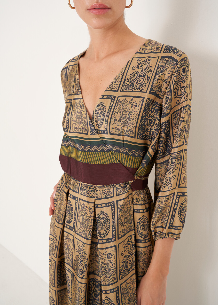 Artur ethnic print wrap dress BLU MIDNIGHTVIOLA VINACCIA Woman , image number 2