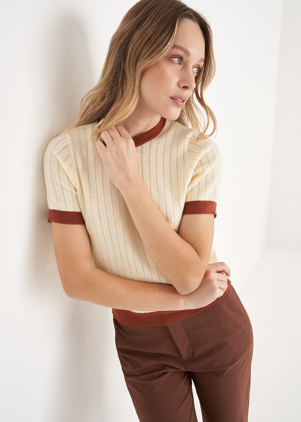 Six knitted t-shirt BEIGE AVENA Woman null
