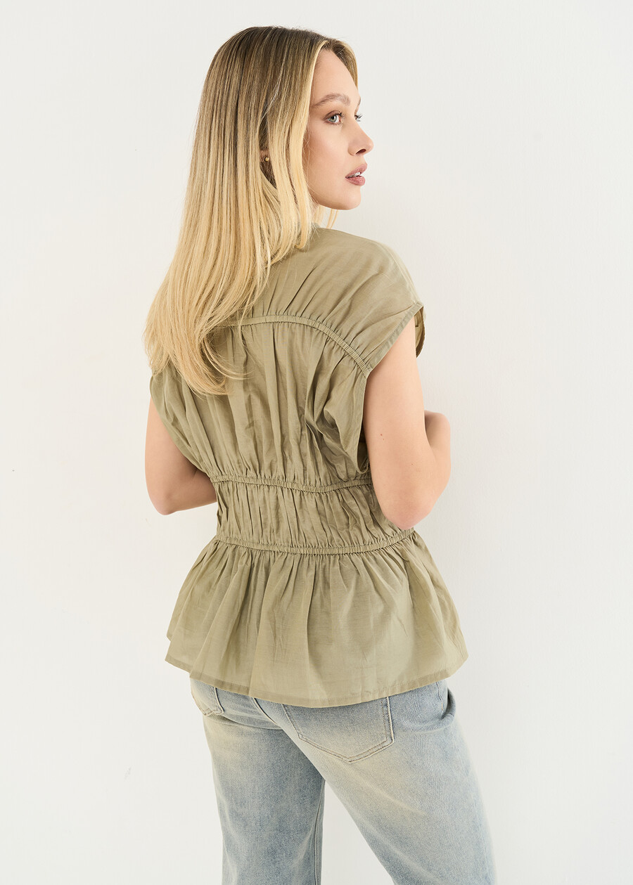 Top Tiago in cotone con balza MARRONEVERDE Donna , immagine n. 3