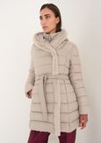 Portos long padded coat with belt NERO BLACKGRIGIO PERLA Woman image number 1