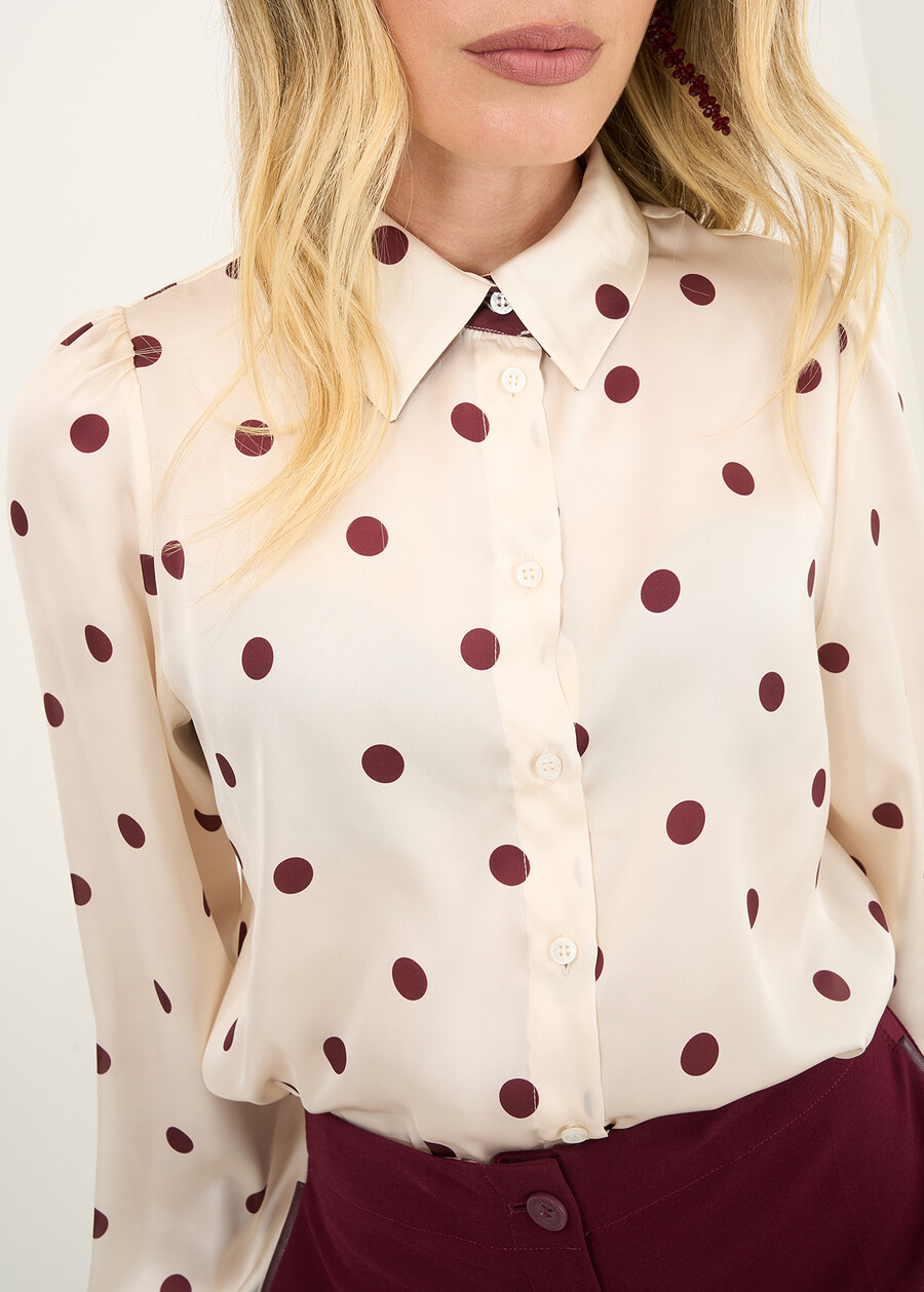 Chery recycled satin polka dot top BEIGE LATTE Woman , image number 3