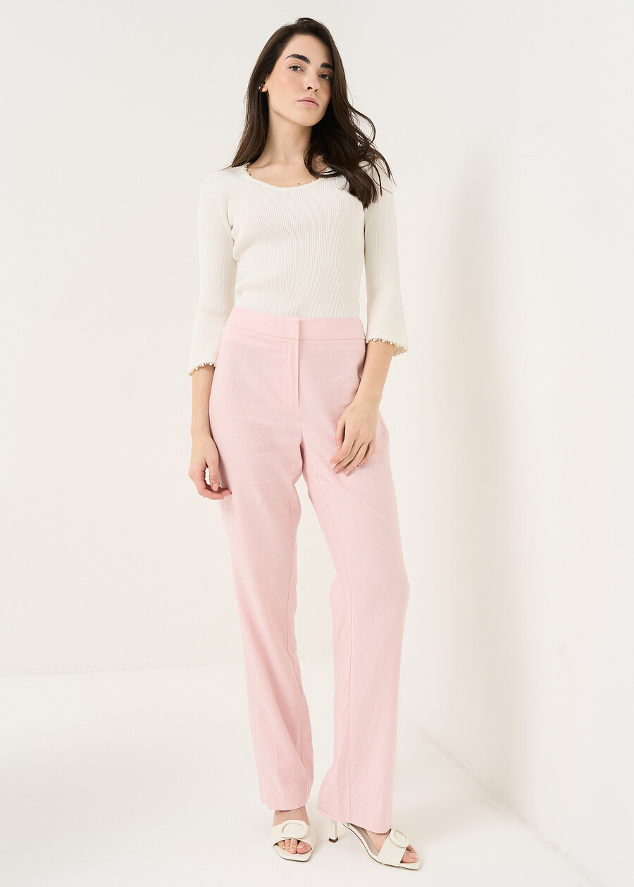 Pantaloni Giorgia-O in misto lino ROSABIANCO WHITE Donna , immagine n. 2