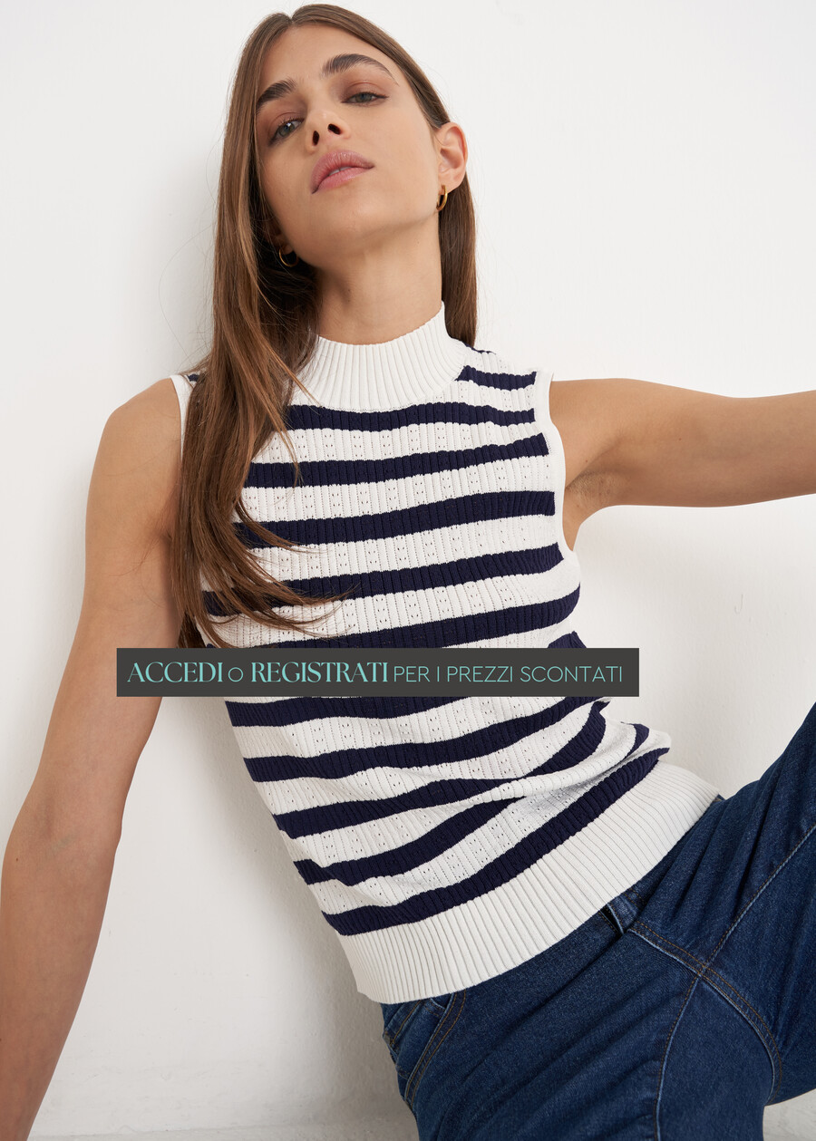 Top Trilly in filo di viscosa BIANCO WHITE Donna , immagine n. 1