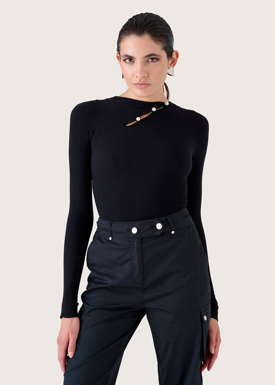 Maglia Secret con perle NERO BLACK Donna , immagine n. 1