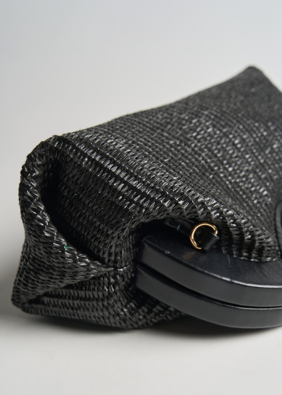 Baky raffia and chain pochette NERO BLACK Woman , image number 3