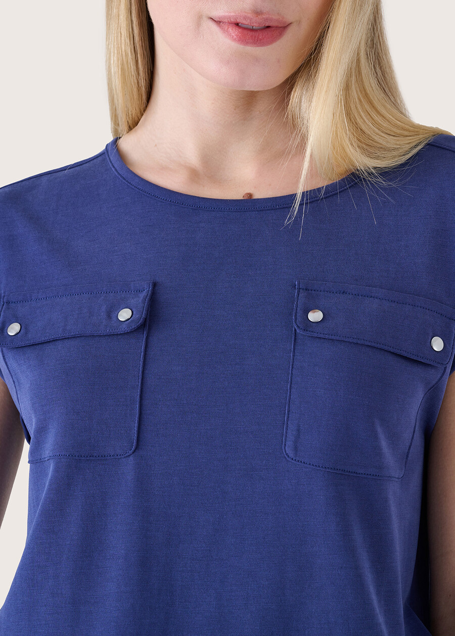 Sonte modal blend t-shirt VERDE ASPARAGOBLU MEDIUM BLUE Woman , image number 2
