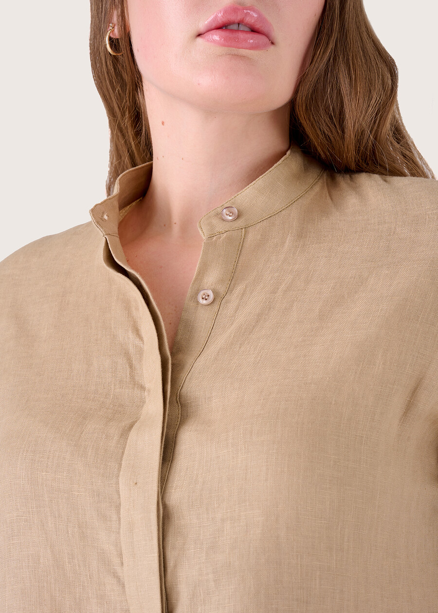 Crissy 100% linen shirt MARRONE TABACCO Woman , image number 2