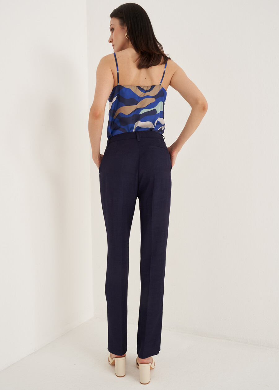 Alice-E linen e viscose trousers BLUMARRONE JAVABIANCO WHITEBLUE TURCHESE Woman , image number 5