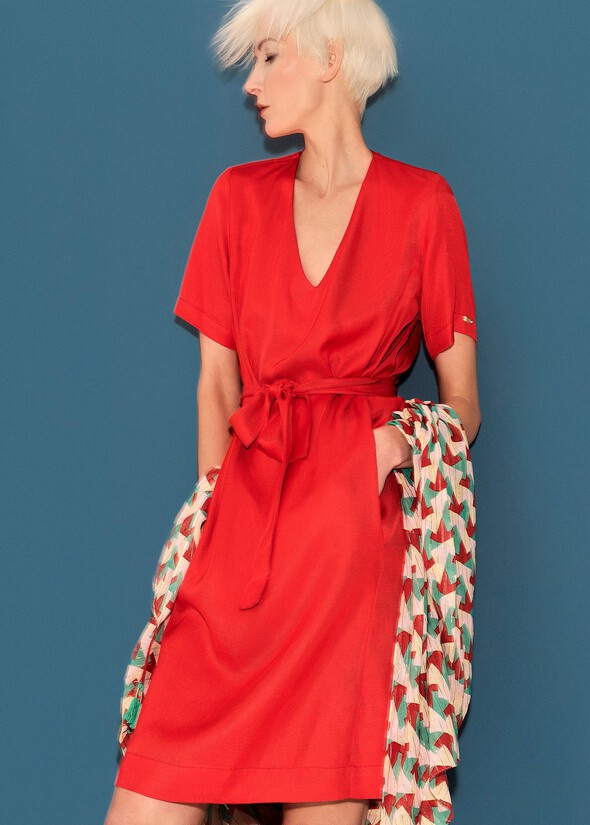 Alberto linen blend dress ROSSO ARAGOSTA Woman