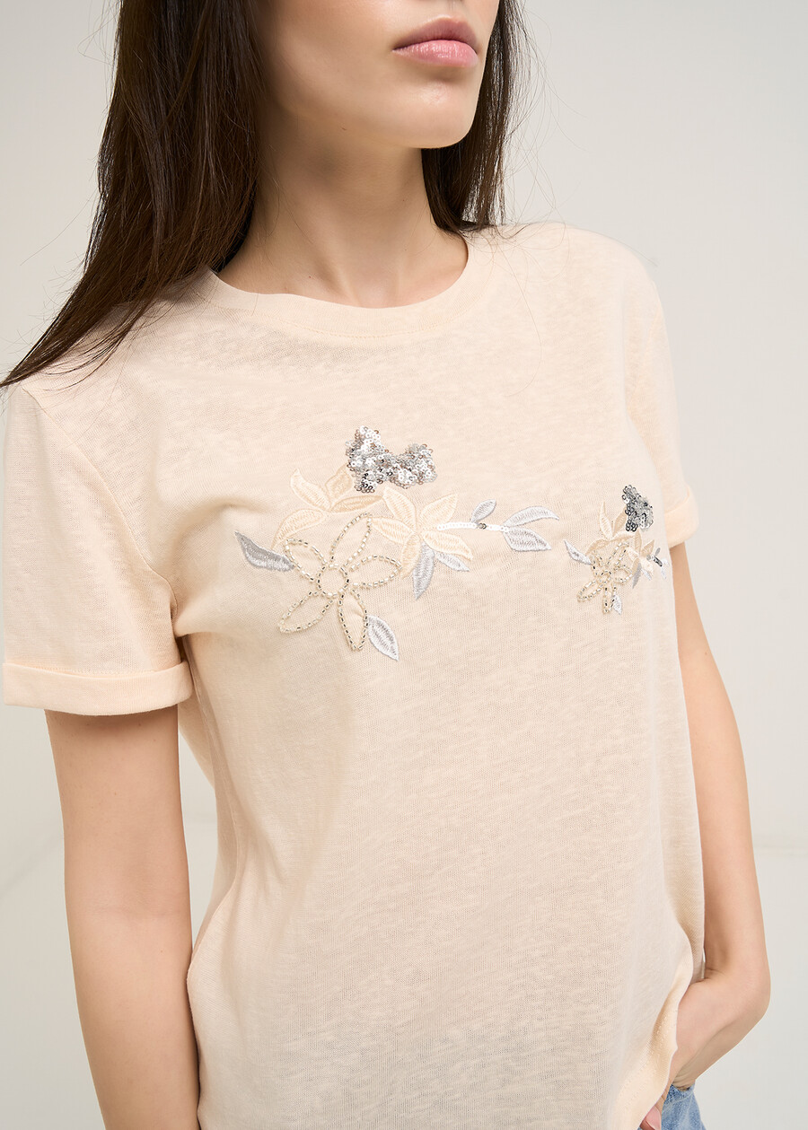 T-shirt Soleil ricami e paillettes ROSA Donna , immagine n. 2