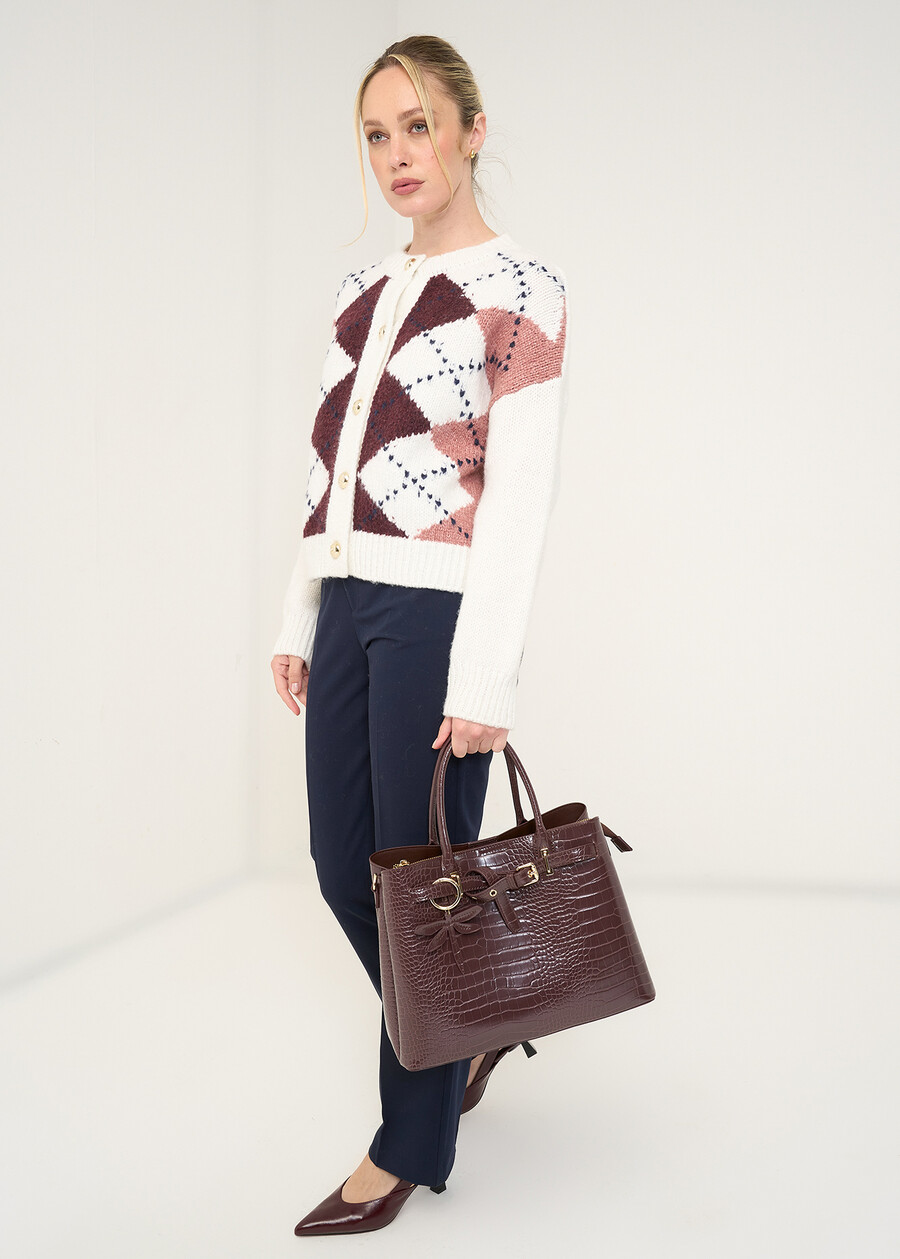 Cand argyle cardigan with gold buttons WINROBEIGE LATTE Woman , image number 4