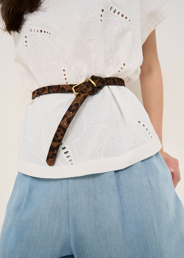 Cintura Cleide animalier in eco-camoscio MARRONE CARAMELLO Donna null