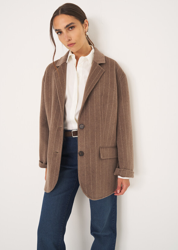 Giulia pinstripe wool jacket GRIGIO TORTORA Woman null
