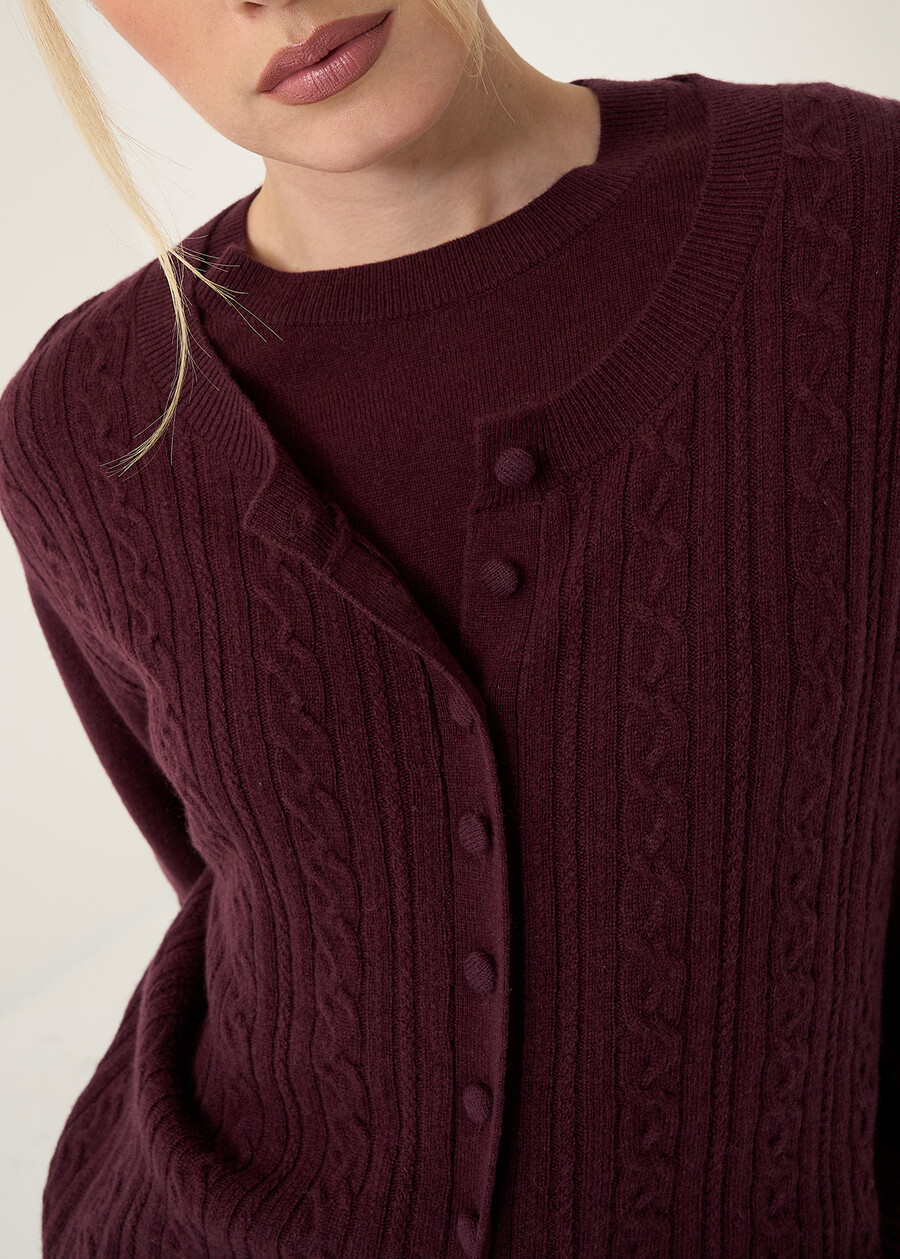 Cardigan Chiara in lana cashmere ROSSO BORDEAUXVERDE Donna , immagine n. 2