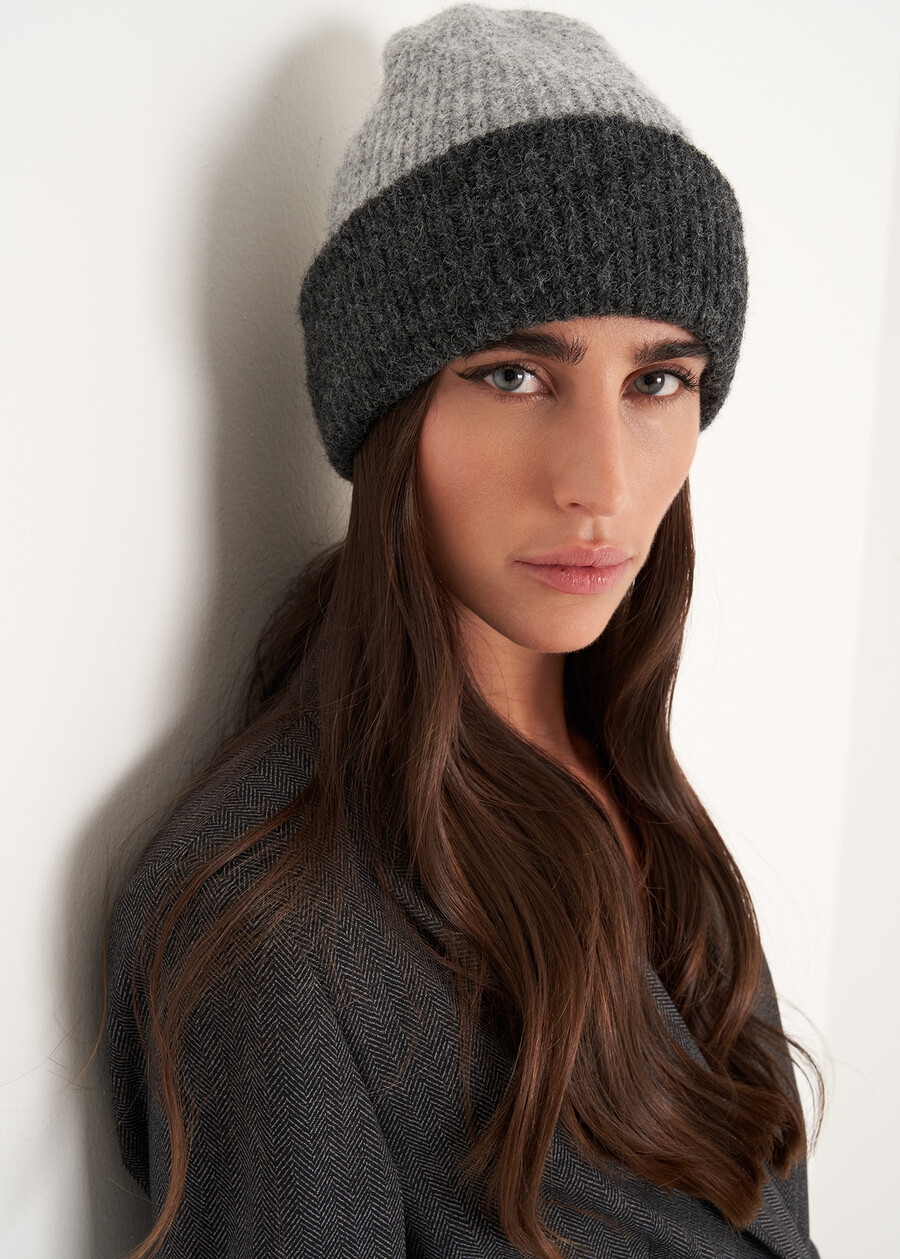 Cuffia Camy con risvolto a contrasto VIOLA PURPLEGRIGIO CENERE Donna , immagine n. 1