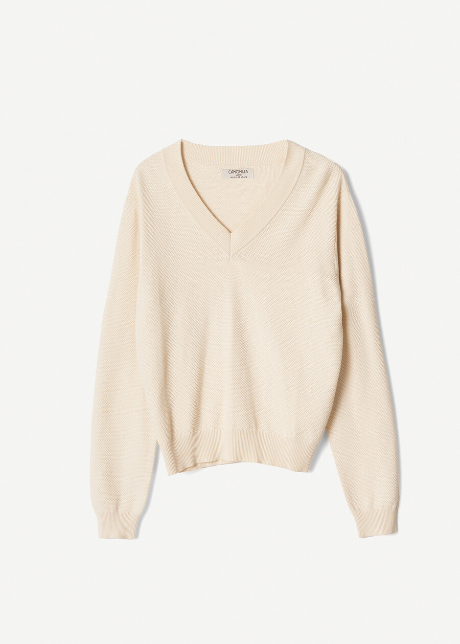 Maglia Micol in viscosa e cotone BLU MIDNIGHTBIANCO BURRO Donna , immagine n. 5