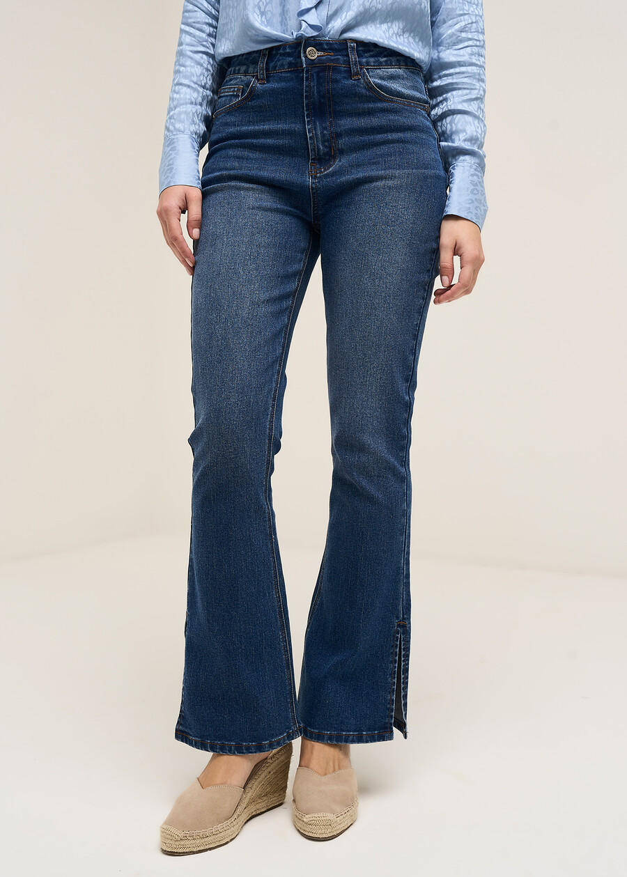 Cindy 5-pocket denim flare leg split DENIM MEDIUM DENIM Woman , image number 3