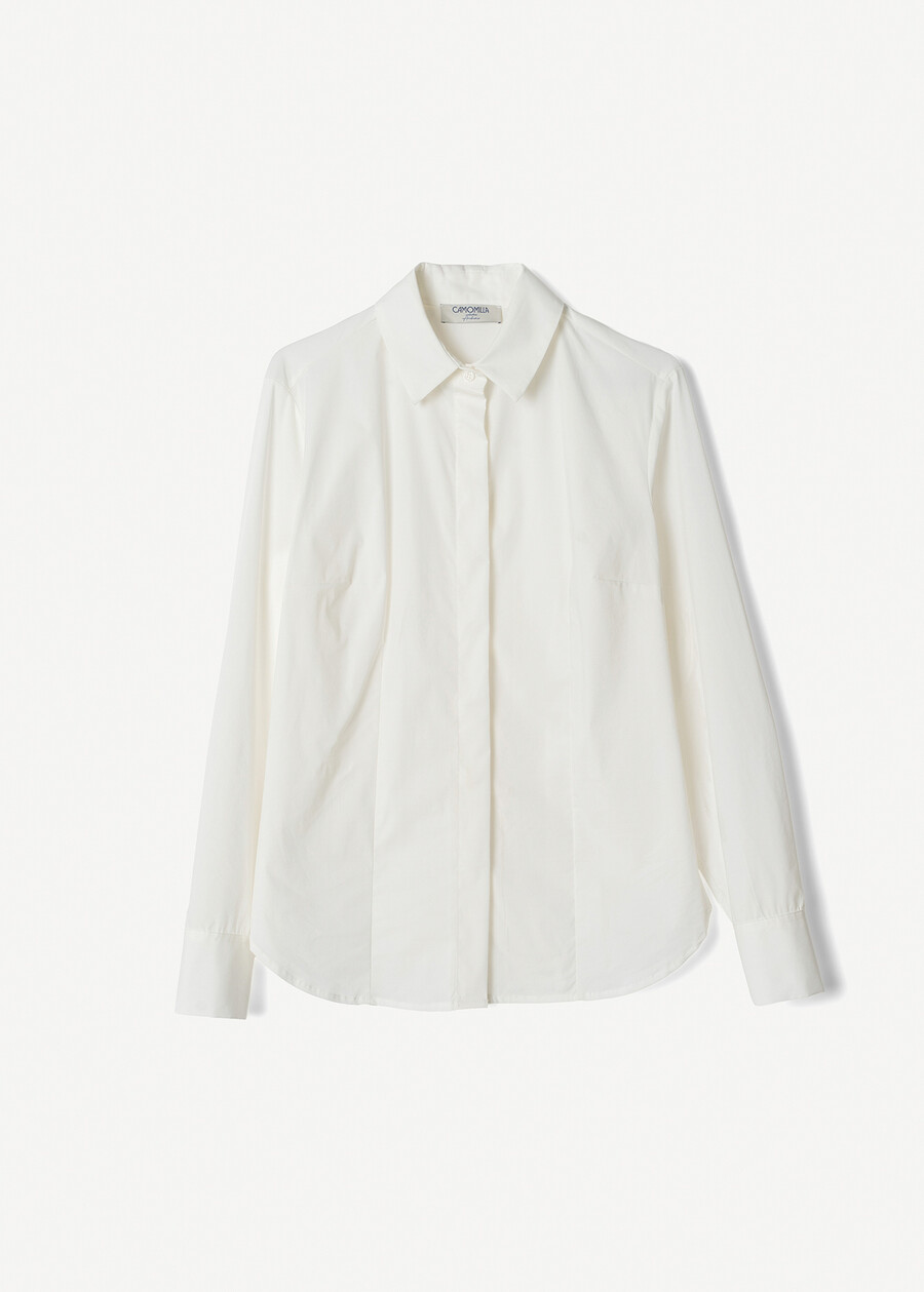 Alessia-D basic cotton shirt BIANCO WHITEBLU CELESTE Woman , image number 4
