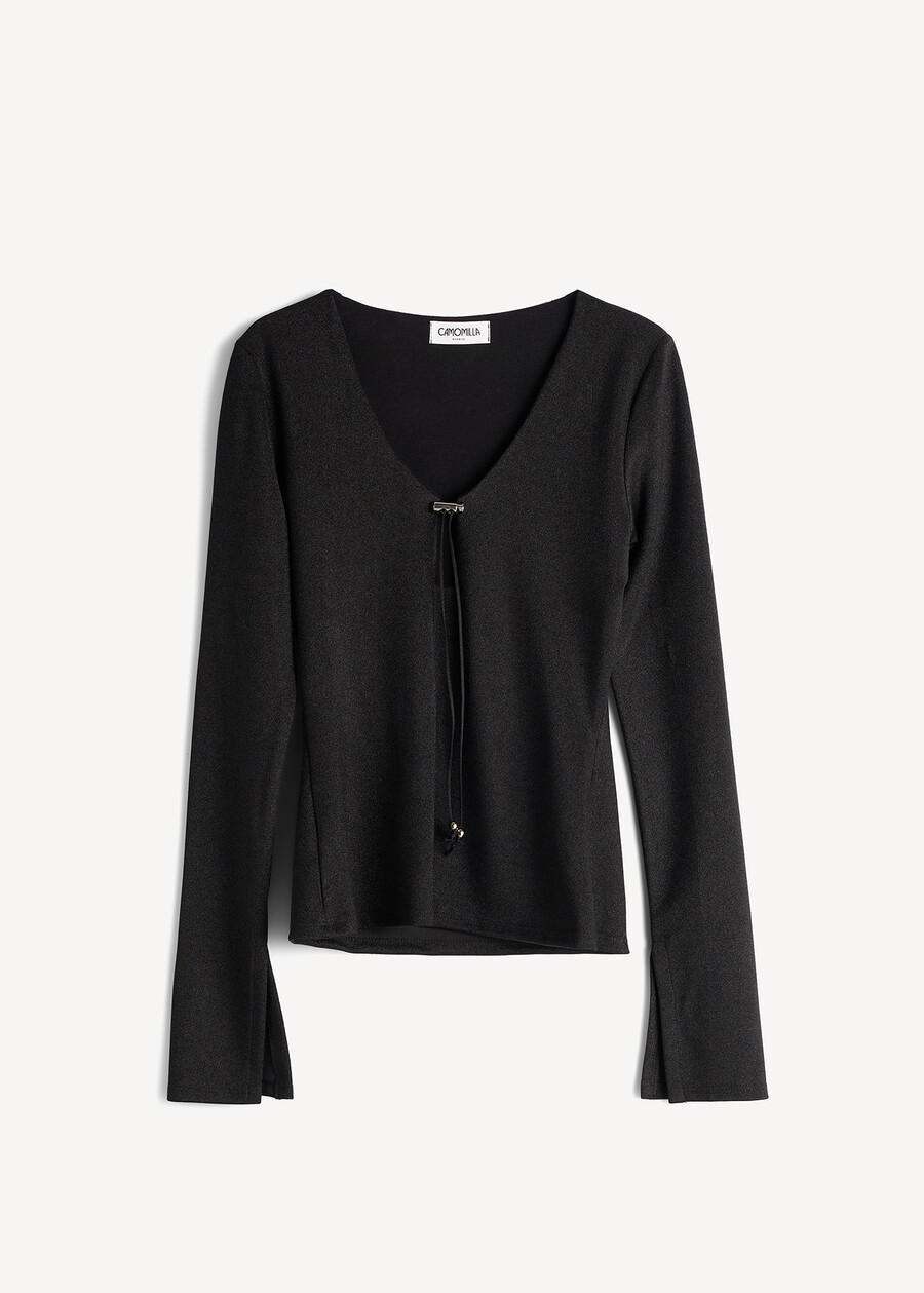 Shantal lurex top with drawstring NERO Woman , image number 5