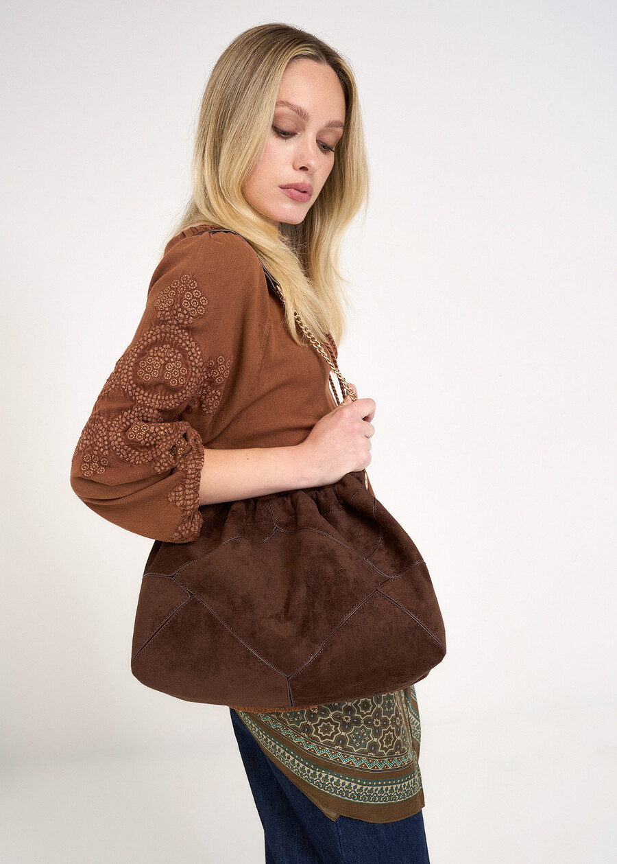 Borsa a sacca Bayl in eco camoscio MARRONE Donna , immagine n. 1
