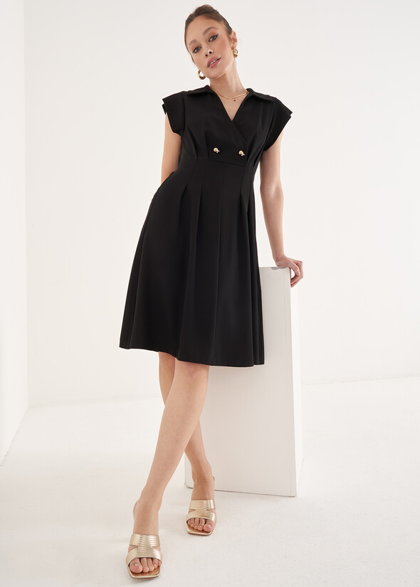 Abito Alan Midi Con Colletto NERO BLACK Donna null