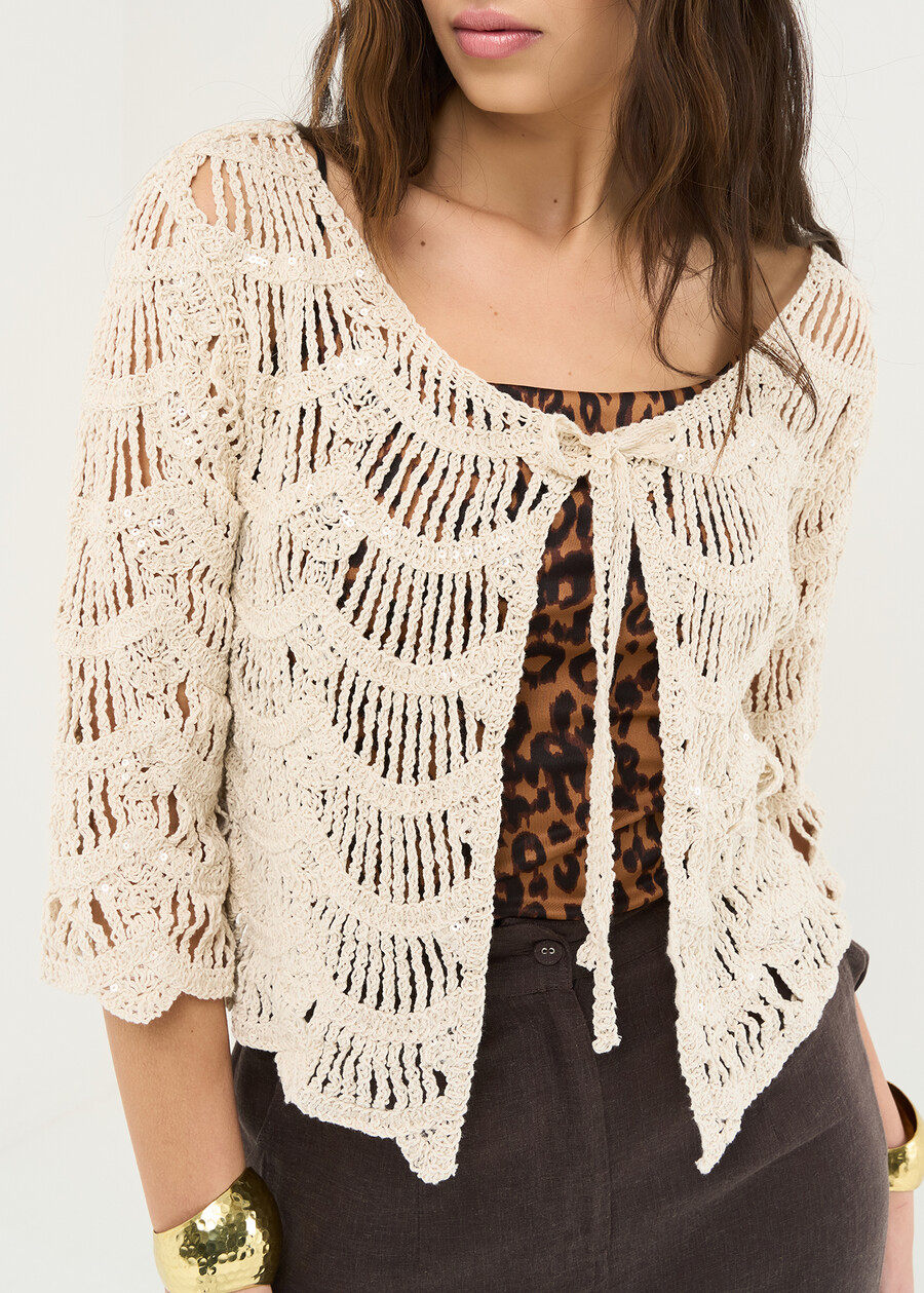 Cardigan Carolina in cotone BEIGE LIGHT BEIGE Donna , immagine n. 2