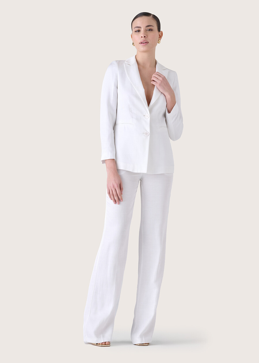 Giorgia linen blend trousers BIANCO WHITEBLUE OLTREMARE GIALLO MANGONERO BLACK Woman , image number 1