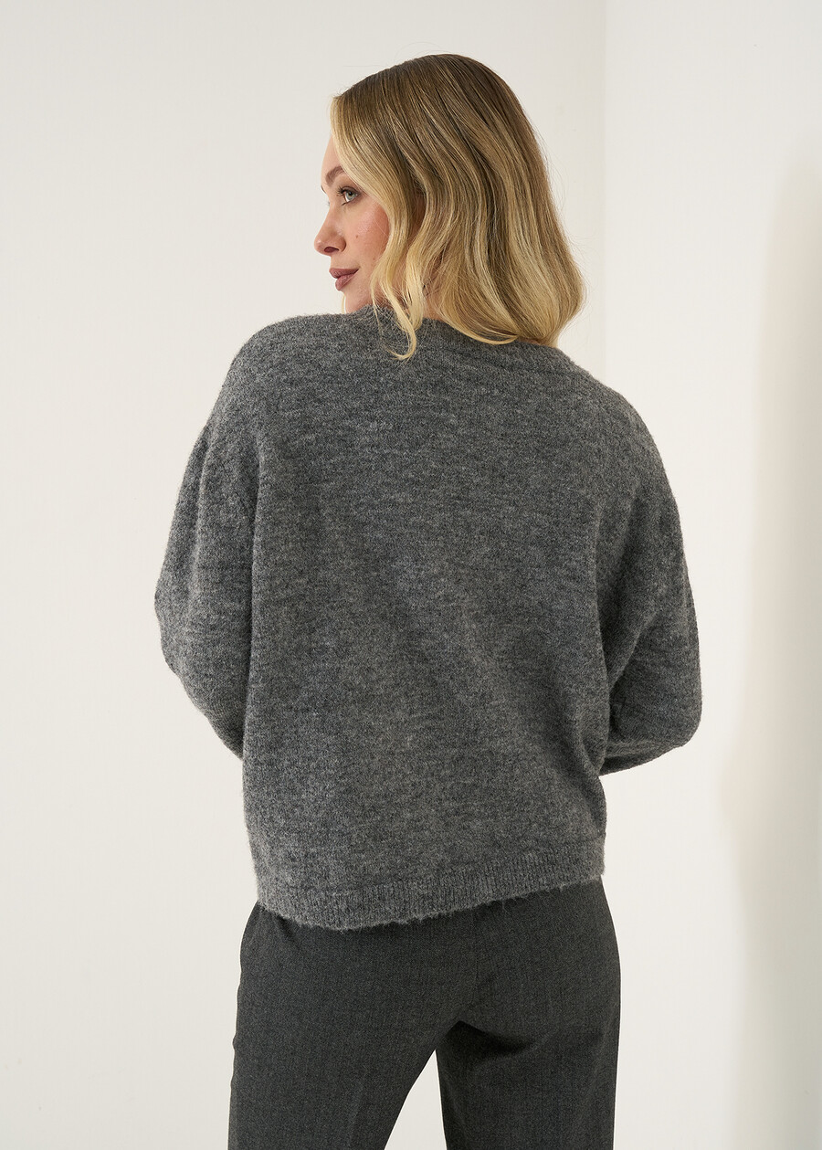 Cardigan Condor scollo tondo GRIGIO MEDIUM GREYMARRONE Donna , immagine n. 3